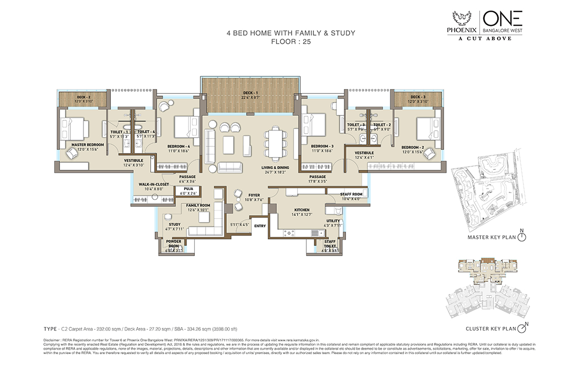 Floor Plan (4 BHK) of Luxury Residential Flats in Bangalore - Phoenix